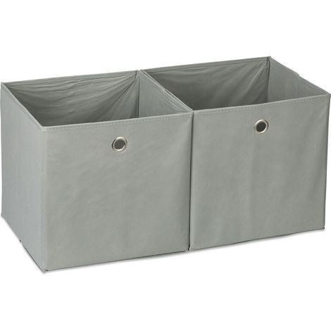 12 x fabric storage boxes, square, for shelves, cube-shaped, HxWxD: 30 x 30 x 30 cm, grey