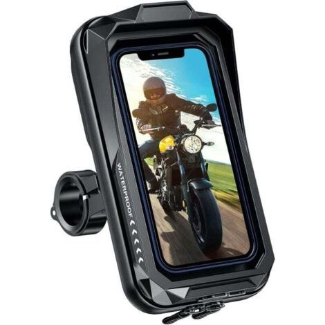 Support Telephone Moto Etanche 360° Rotation Support Smartphone Moto Anti Vibration Support Téléphone Scooter avec Ecran Tactile Porte Moto Retroviseur pour Téléphone Jusqu'à 7,0" (Noir A) (1/4)