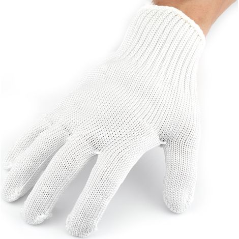 Gants anti-coupures renforcés par un fil d'acier de grade 5, blancs, taille L (1/5)