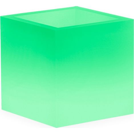 Quadratische leuchtende Vase "Cube", mit Dekoration, für den Außenbereich und Garten 'Made in Italy' 40 x 40 cm -40 cm / Grün / Mit Kabel (1/5)