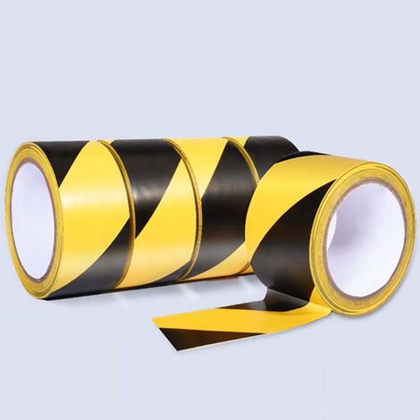4 rouleaux de ruban adhésif vinyle 766 Croix noire/jaune, 48 mm x 18 m (1/5)