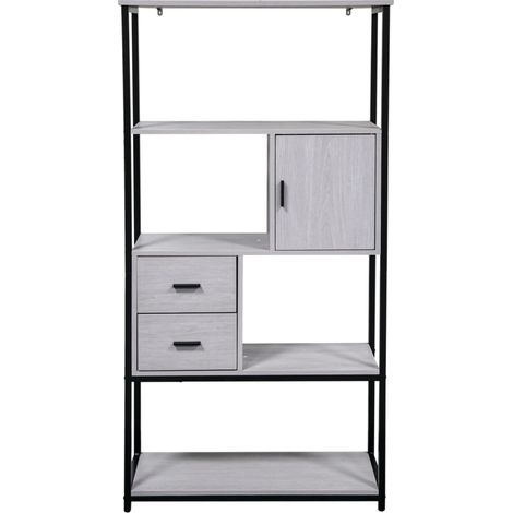 libreria con cassetti bellahome "industrial" grigio 80x30x160 cm (1/4)
