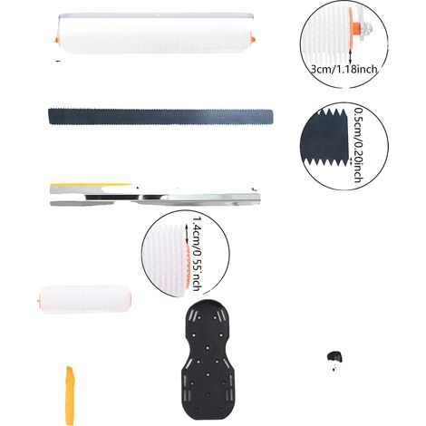 Set zum Ausgleichen von Betonflächen, 2 Entschäumerwalzen, Spikeschuhe, Handschuhe, Zahnabzieher, leichte Ausführung (1/5)