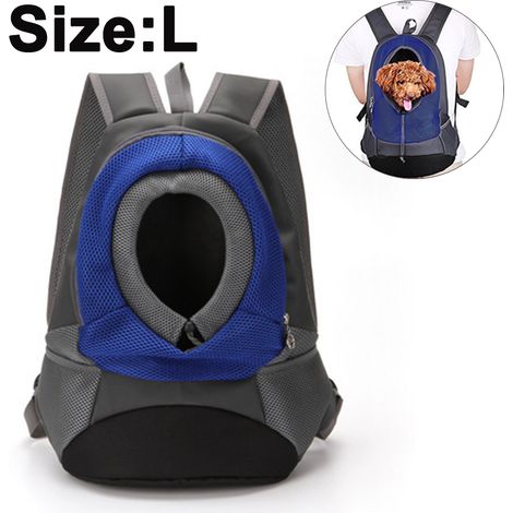 Sac à dos de transport pour animaux de compagnie, sac ventral pour chien et chat avec ouverture pour la tête, idéal pour les voyages, les randonnées et les activités de plein air. Convient aux chiens  (1/5)