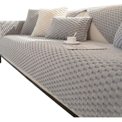 Housse Canapé d'Angle 4 Places - Couvre Canapé Antidérapant Avec Accoudoirs - Couverture en Forme De L - F-90x120cm-DOU