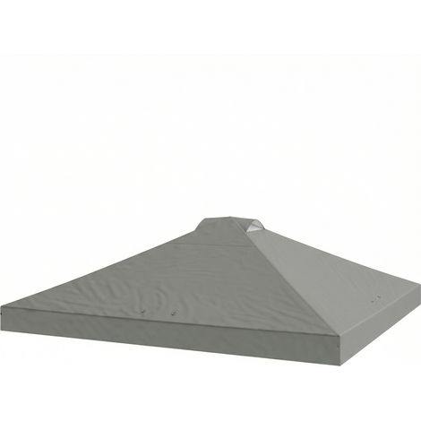 Toiture de pavillon de remplacement, étanche UV50+ avec 8 trous de drainage, 3 x 3 m, gris clair