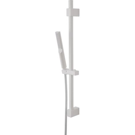 Saliscendi doccia quadrato 70 cm regolabile con doccetta slim in ABS bianco opaco Hidra (1/5)