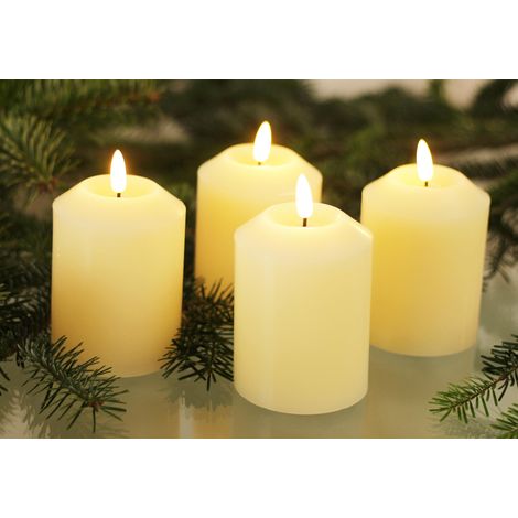 Lot de 4 bougies LED, crème, blanc chaud (1/3)