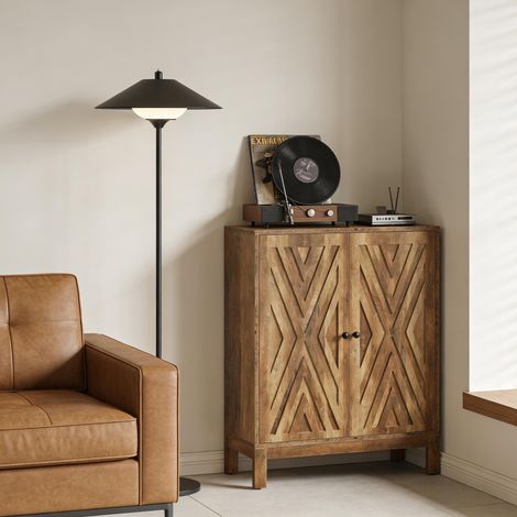 Meuble à Chaussures Industriel avec 5 Étagères Réglables, pour Entrée, MDF, Marron Rustique (1/5)