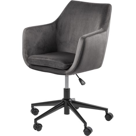 Selsey MARCELIO - Sillón de oficina / Sillón giratorio - terciopelo gris oscuro - moderno (1/5)