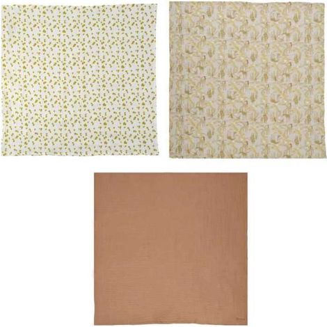 Pack of 3 swaddles - DOMIVA - Honey Moon - Cotton muslin - Soft and breathable