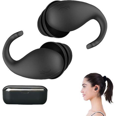 Bouchons d’Oreilles pour Dormir, Boule Quies Réutilisables et Lavables, Bouchons d'oreille en forme de dauphin, Anti Bruit pour Protection Auditive Silicone Douces Réduction du Bruit 40dB Noir (1/5)