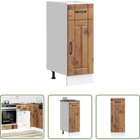 Küchenmöbel - Küchen-Unterschrank Lucca Altholz-Optik Holzwerkstoff (1/5)