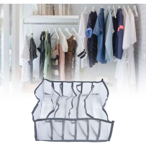 Organisateur de sous-vêtements en maille pliable, boîte de rangement respirante pour chaussettes, soutiens-gorge et culottes, 6 compartiments