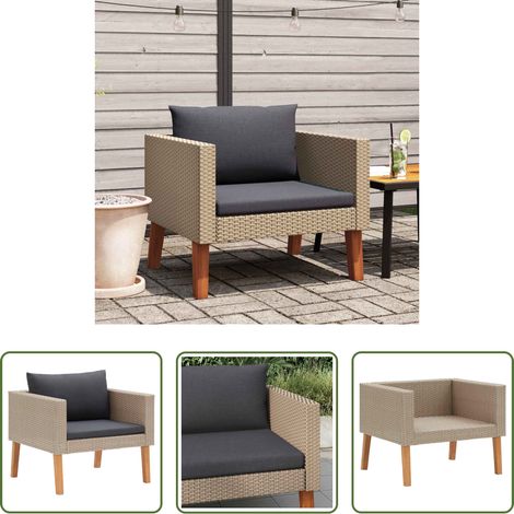 Canapé de jardin - Canapé simple de jardin avec coussins Résine tressée Beige (1/5)