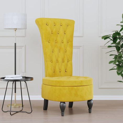 Chaise à dossier haut Fauteuil Siège à dossier jaune velours conception de bouton DGBDF676590 (1/5)