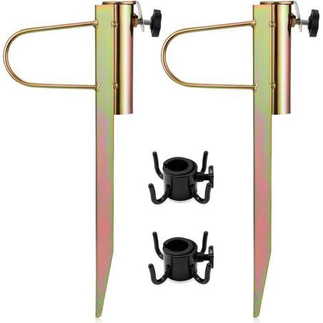2 PCS Parasol Holder Rustproof Metal Umbrella Stand, Umbrella Base, Adjustable Ground Stake for Beach and Garden for Umbrella Diameter 20-32mm- (1/5)