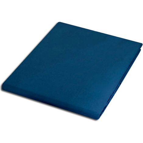 Spannbettlaken aus Baumwolle, 160 x 200 cm, Satin, 100 % Baumwolle, Kornblumenblau (1/5)