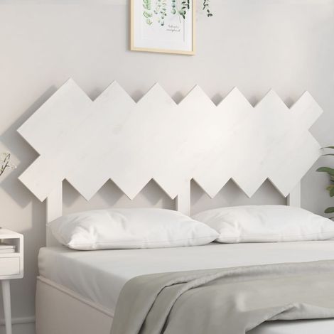 Tête de lit pour lit double, Cadre de lit, Tableau décoratif de chevet Blanc 141x3x80,5 cm Bois massif de pin CDE35279 (1/5)