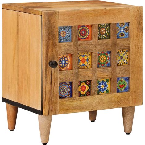 vidaXL  Bedside Cabinet  Natural 40 x 33.5 x 46 cm Solid Mango Wood
