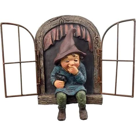 Statue de nain de jardin féérique, figurine de nain de jardin en résine à suspendre, sculpture d'arbre fantaisiste, statue de jardin idéale, décoration de patio, cour