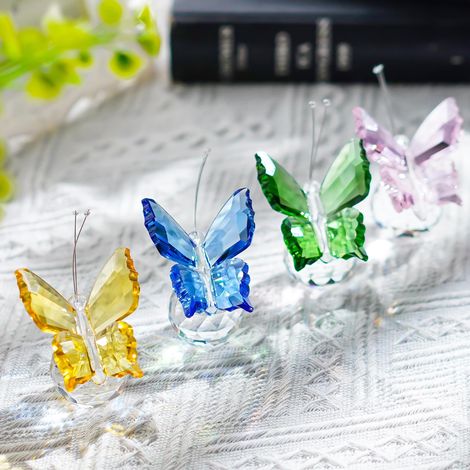 Cristal Papillon Presse-papiers Figurines en Verre Artisanat Animaux De Collection Décor À La Maison (Pack de 4) (1/5)