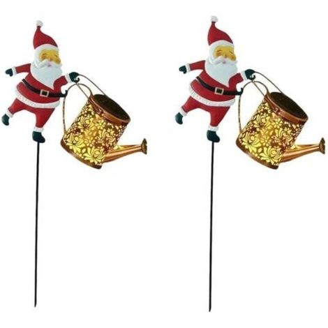 Ensemble de deux lanternes de Noël solaires, arrosoir solaire, guirlande lumineuse de Noël extérieure étanche IP65, adaptée aux allées, patios et terrasses (tons chauds) (1/4)
