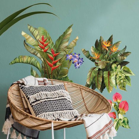 Décor papier peint préencollé Atelier Déco, amazonie, accessoires, plantes tropicales, 130 cm X 65 cm (1/5)