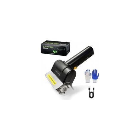Spazzola elettrica senza fili per barbecue – Spazzola in acciaio inox 700-800 giri/min, testina rimovibile in acciaio inox 304, ricaricabile tramite USB-C – Potente pulitore per barbecue – Crezuo