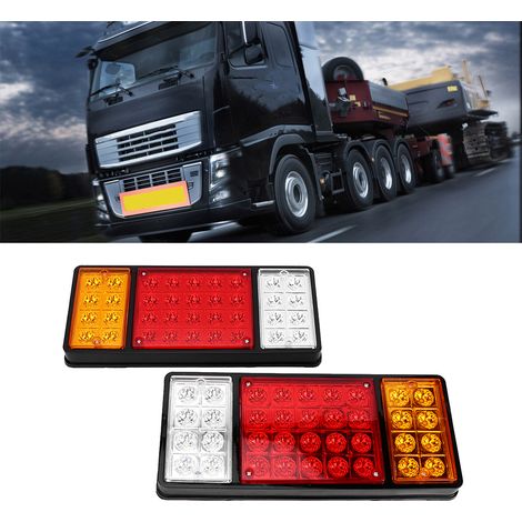 Lot de 2 feux arrière à 36 LED, 3 couleurs, ultra-lumineux et étanches, pour camion ou remorque. (1/5)