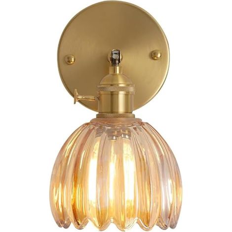 Lampe murale vintage en finition or, bras réglable, abat - jour en verre de passage, idéal pour applique murale, chambre à coucher, salon, couloir (ambre, ne contient pas d'ampoule) (1/4)