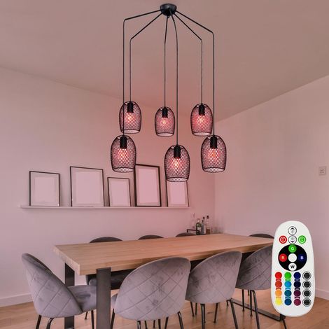 Geflecht Pendel Decken Lampe DIMMBAR Wohn Zimmer Fernbedienung Leuchte im Set inkl. RGB LED Leuchtmittel