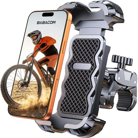 Support Telephone Velo, Verrouillage Sécurisé Support Telephone Moto 360° Rotation, Porte Telephone Velo pour Trotinette Electrique Scooter VTT, Embout de Guidon Moto, 4,7-6,8” Smartphone (1/5)