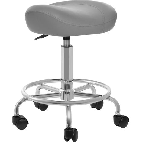 Tabouret de selle à levage, design ergonomique, rotation à 360°, Gris (1/2)