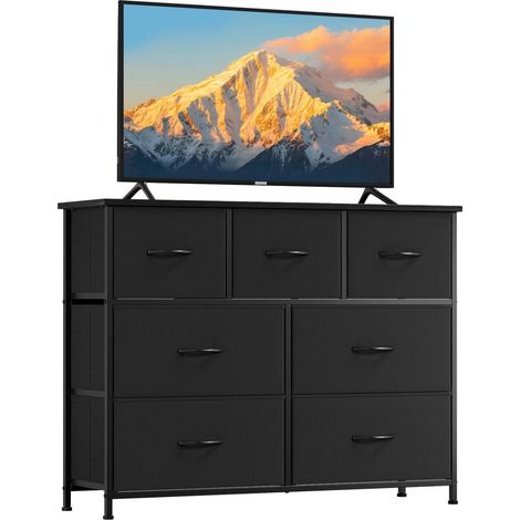 Stoffkommode mit 7 Schubladen, Schwarz, 100x77cm (1/5)