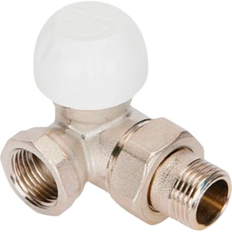 Válvula Coaxial Izquierda Termostatizable con Prerregulación - Unión para Tubo de Hierro - Rosca Macho-Hembra 1/2" - Tiemme