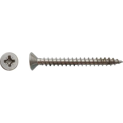 100 Vis Bois Tête Fraisée Pozidriv 6 x 120 mm - Inox A2 - D-Work