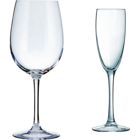 Calice con piede bicchiere in vetro per acqua vino champagne da tavola 6 pezzi  particolari ed eleganti ottima idea regalo - decoro: Calice vino (1/5)