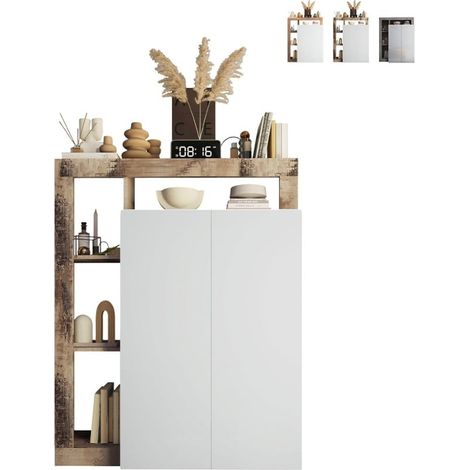 Moderne Anrichte Sideboard Wohnzimmer 2 Türen 5 Fächer Delma - Natur (1/5)