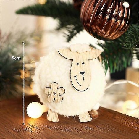 Décorations de Noël, pendentif vieil homme en feutrine, accessoires pour la mise en scène du sapin de Noël, petits ornements de Noël, agneau en feutrine blanche (1/3)