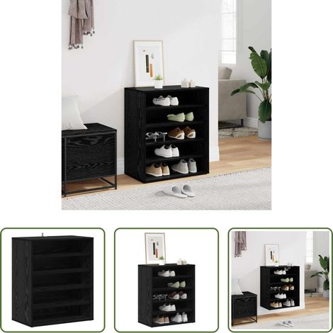 vidaXL Meuble de rangement - Cabinet à chaussures avec étagère Chêne noir 60 x 35 x 70 cm (1/5)