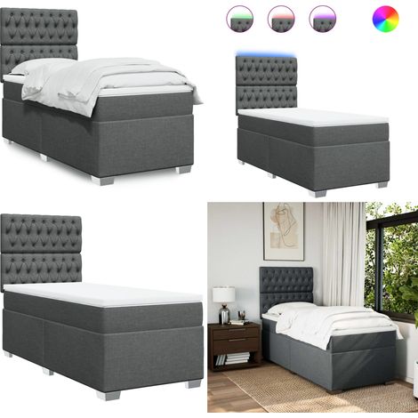 Boxspringbett mit Matratze Dunkelgrau 90x200 cm Stoff - Boxspringbett - Doppelbett - Bettenrahmen - Schlafzimmermöbel - Liegekomfort - Home & Living (1/5)