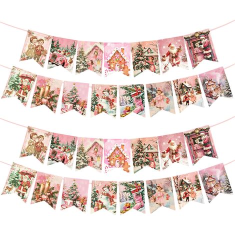 pancarta navideña, cartón grueso, estilo rosa vintage, decoración para interiores y exteriores, hogar y oficina. (1/5)