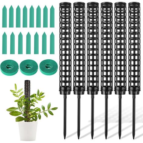 Offcut 6 x Monstera Climbing Plant Poles Stackable Sphagnum Stake with 14 Labels and 3 Velcro, Plant Post for Home Garden Indoor Plant (1/5)