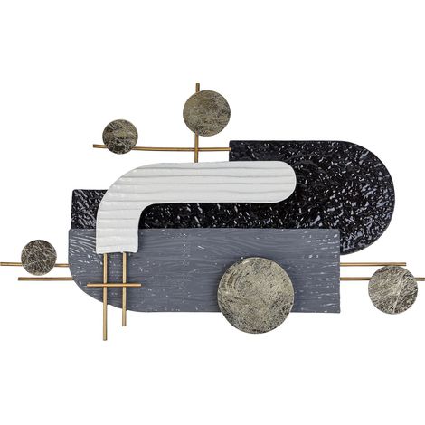 Beliani – Décoration murale moderne à suspendre en métal noir et doré – Élément géométrique élégant pour salon et chambre – Finition peinte