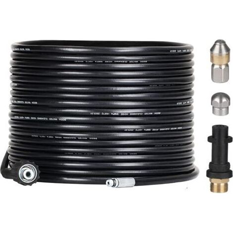 15M Tuyau Déboucheur Canalisation pour Nettoyeur Haute Pression Kärcher, avec Buse à Jet et Buse Rotatif, 180Bar Kit Furet Professional avec Adaptateurs pour Karcher K2/K3/K4/K5/K6/K7 Accessoire (1/5)