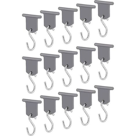 VURAHOME - 15 Paires Crochet Auvent Camping Car Accessoires Auvent RV Crochet en Forme de S Facile a Installer pour Camping Car Caravane Fournitures Intérieures Extérieures Tente de Noë,,gris (1/5)