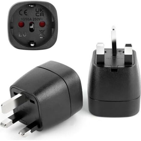 Adaptateur Prise Anglaise, 2 Pièces Prise Anglaise Adaptateur Francais, Adaptateur de Voyage France vers UK Adaptateur Type G, Adaptateur Voyage pour Irlande, Angleterre, Ecosse, Dubaï, Malte (1/5)