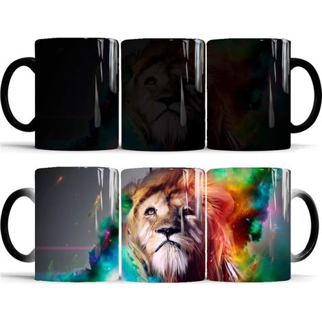 Mug en céramique Magic Lion à café, mug thermosensible, mug à café, mug à thé, tasse à lait (1/5)