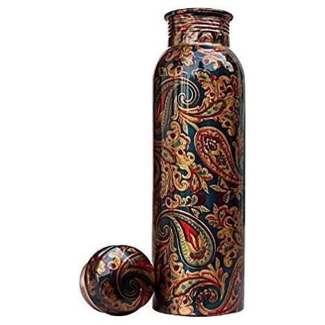 Pure Copper Water Bottle Without Seal, Leakproof Silicone, Ayurvedic Freshness, Travel Gift (1/2)